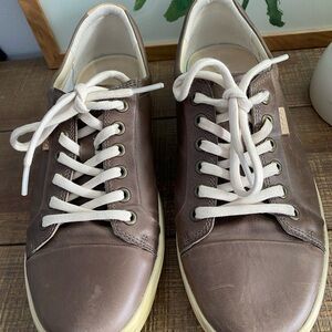 ECCO WomensTaupe Leather Sneakers